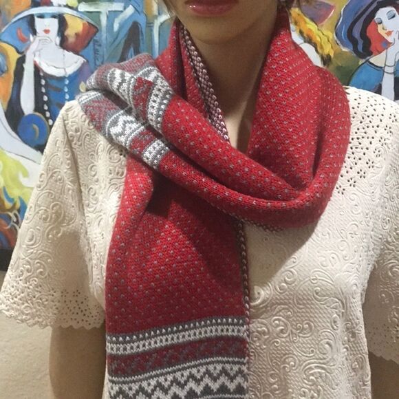 Banana Republic Red Gray Scarf - Picture 1 of 8